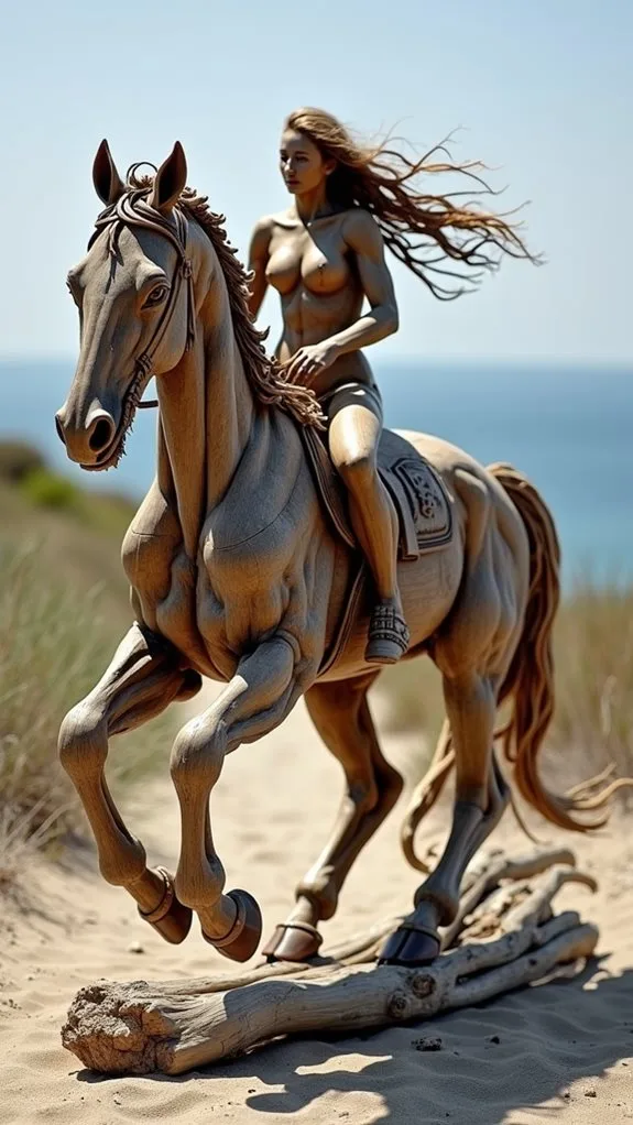 galloping driftwood horse sculpture