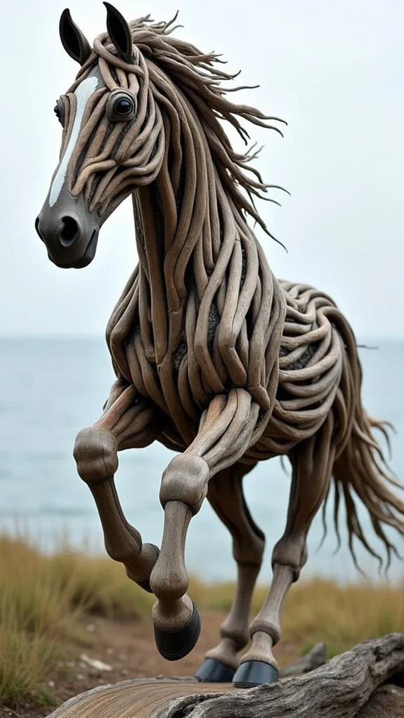 galloping driftwood horse sculpture
