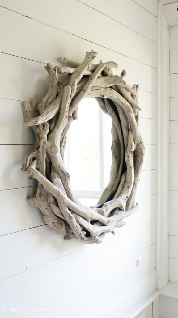 rustic driftwood mirror frame