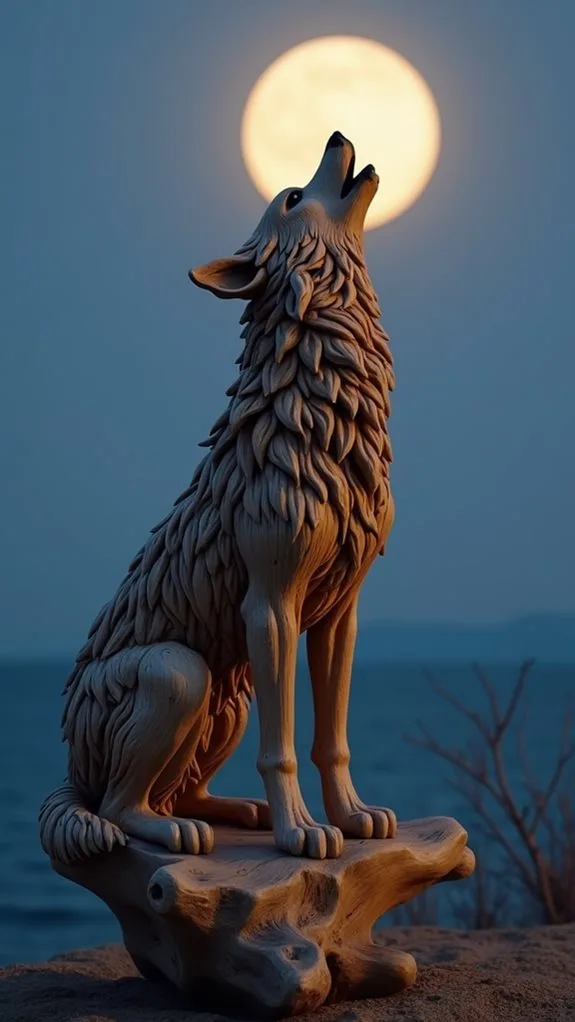 wolf howling at moon