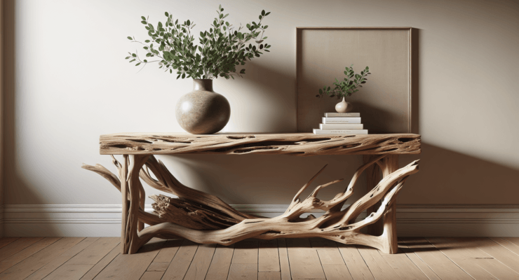 driftwood console table entryway