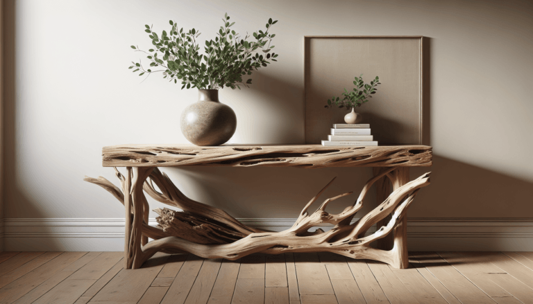 driftwood console table entryway