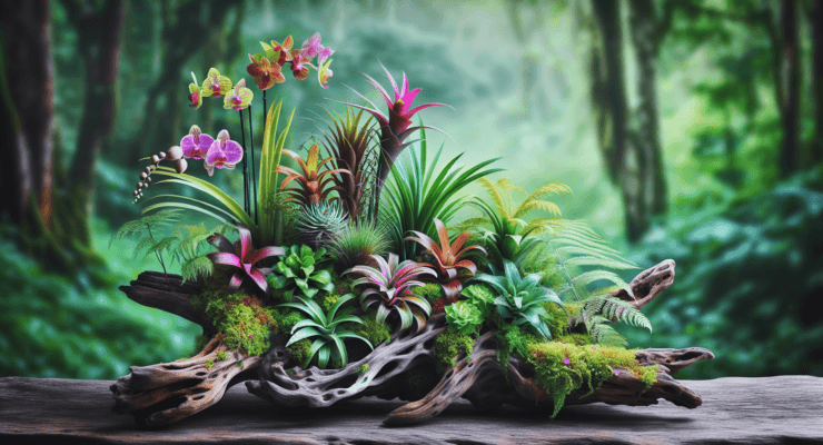 epiphytes on driftwood