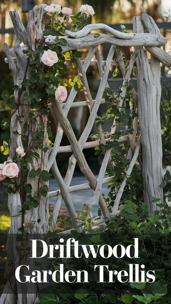 natural driftwood garden trellis