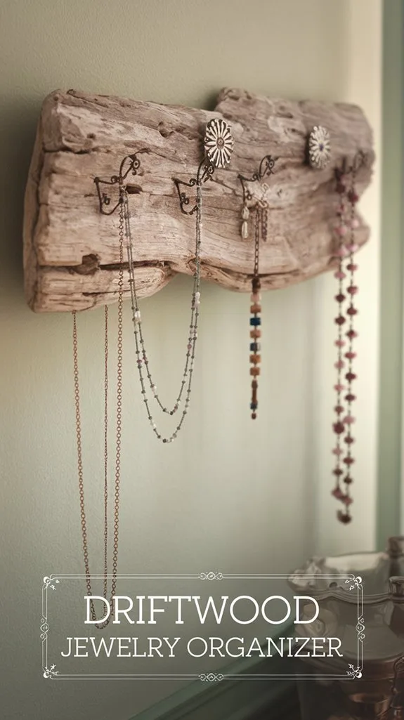 rustic driftwood jewelry organizer
