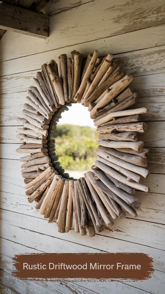 rustic driftwood mirror frame