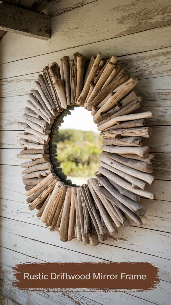 rustic driftwood mirror frame