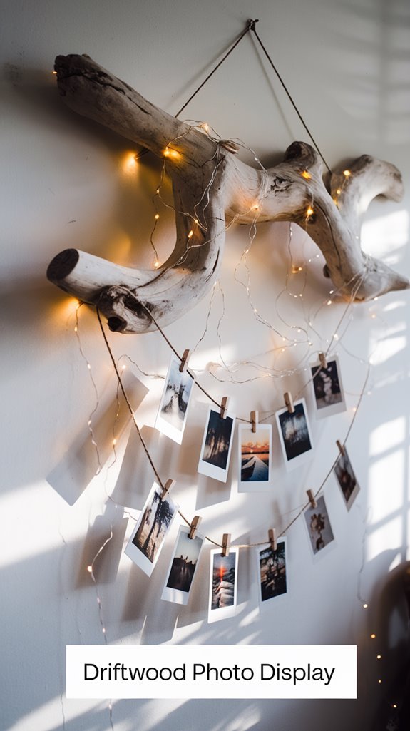 rustic driftwood photo display