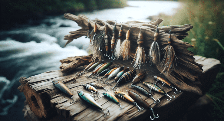 driftwood fishing lure display