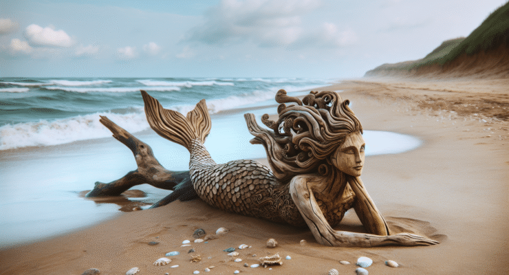 driftwood mermaid sculpture