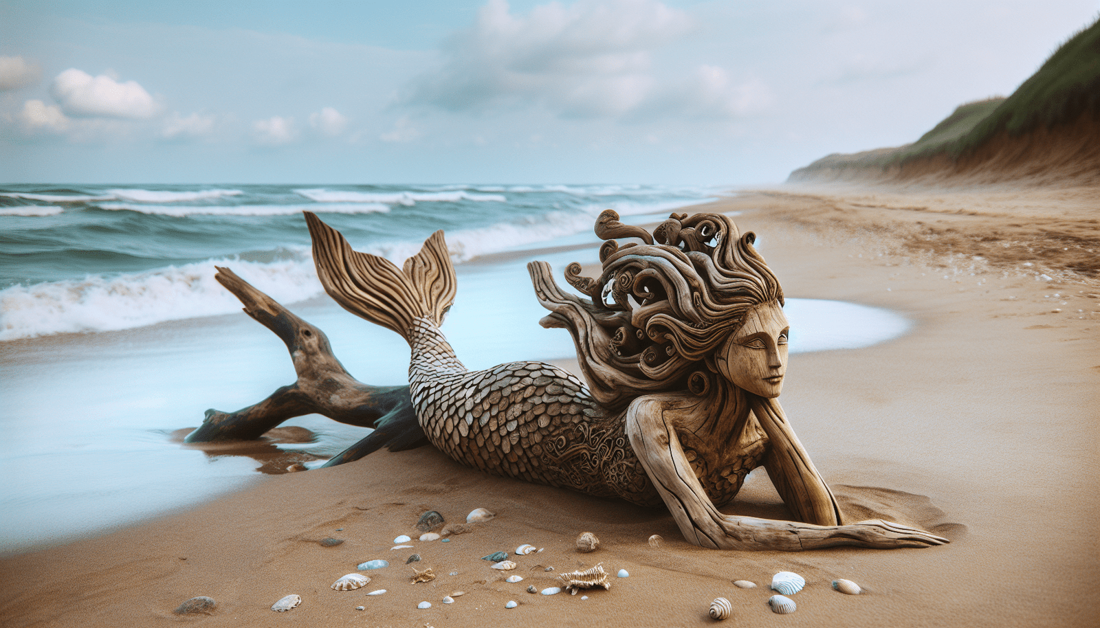 Driftwood Mermaid Sculpture Driftwood Mermaid Sculpture