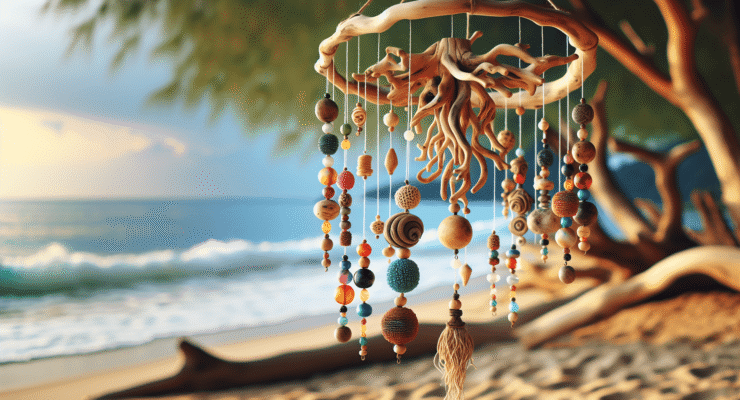 driftwood mobile with beads