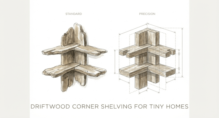 Driftwood Corner Shelving For Tiny Homes