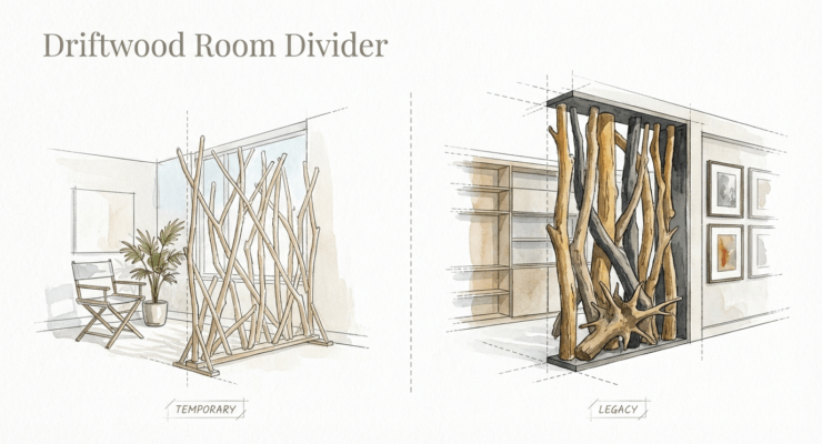 Driftwood Room Divider For Studio Apartments