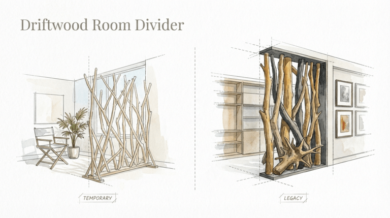 Driftwood Room Divider For Studio Apartments