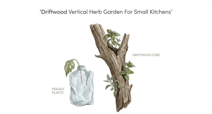 Driftwood Vertical Herb Garden For Small Kitchens