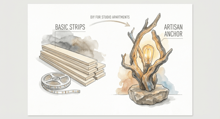 Driftwood Vertical Lamp Diy For Studio Apartments