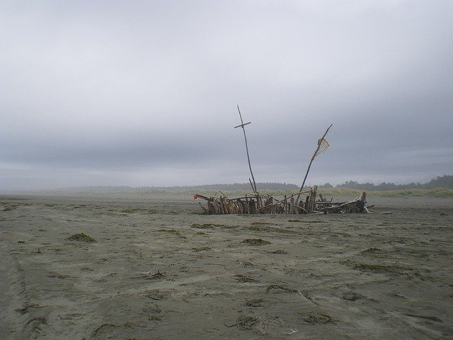 beach, nature, sand, sea, driftwood, drift, wood, ghost, ship, boat