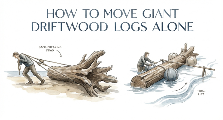 How To Move Giant Driftwood Logs Alone