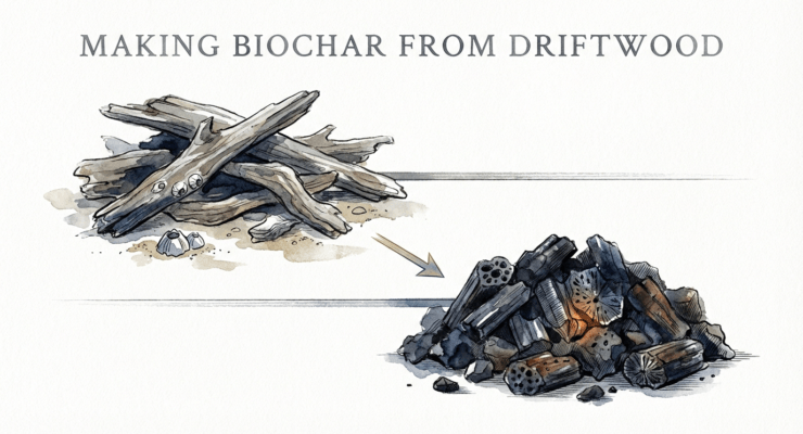 Making Biochar From Driftwood