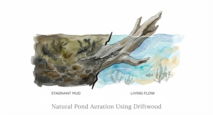 Natural Pond Aeration Using Driftwood