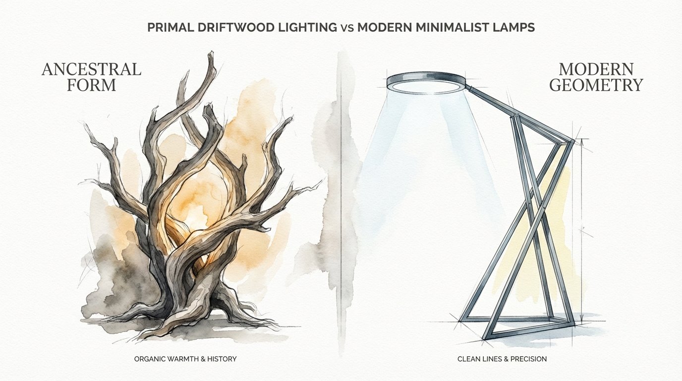 Primal Driftwood Lighting Vs Modern Minimalist Lamps