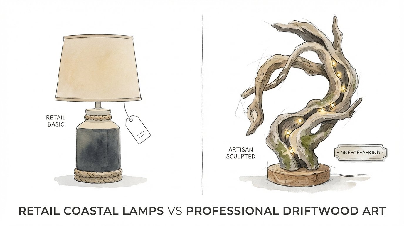 Retail Coastal Lamps Vs Professional Driftwood Art