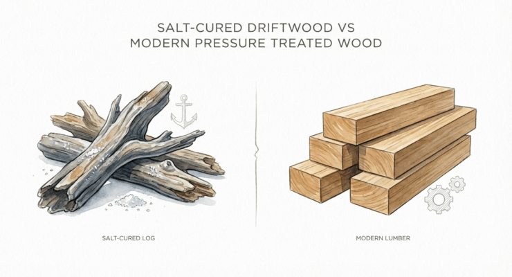 Salt-cured Driftwood Vs Modern Pressure Treated Wood