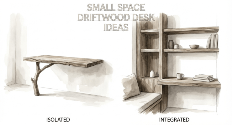 Small Space Driftwood Desk Ideas