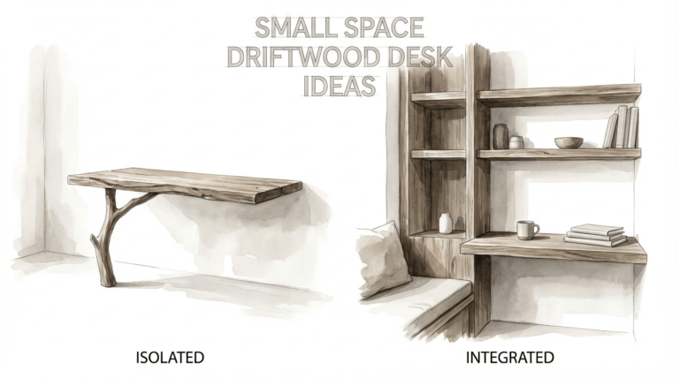 Small Space Driftwood Desk Ideas