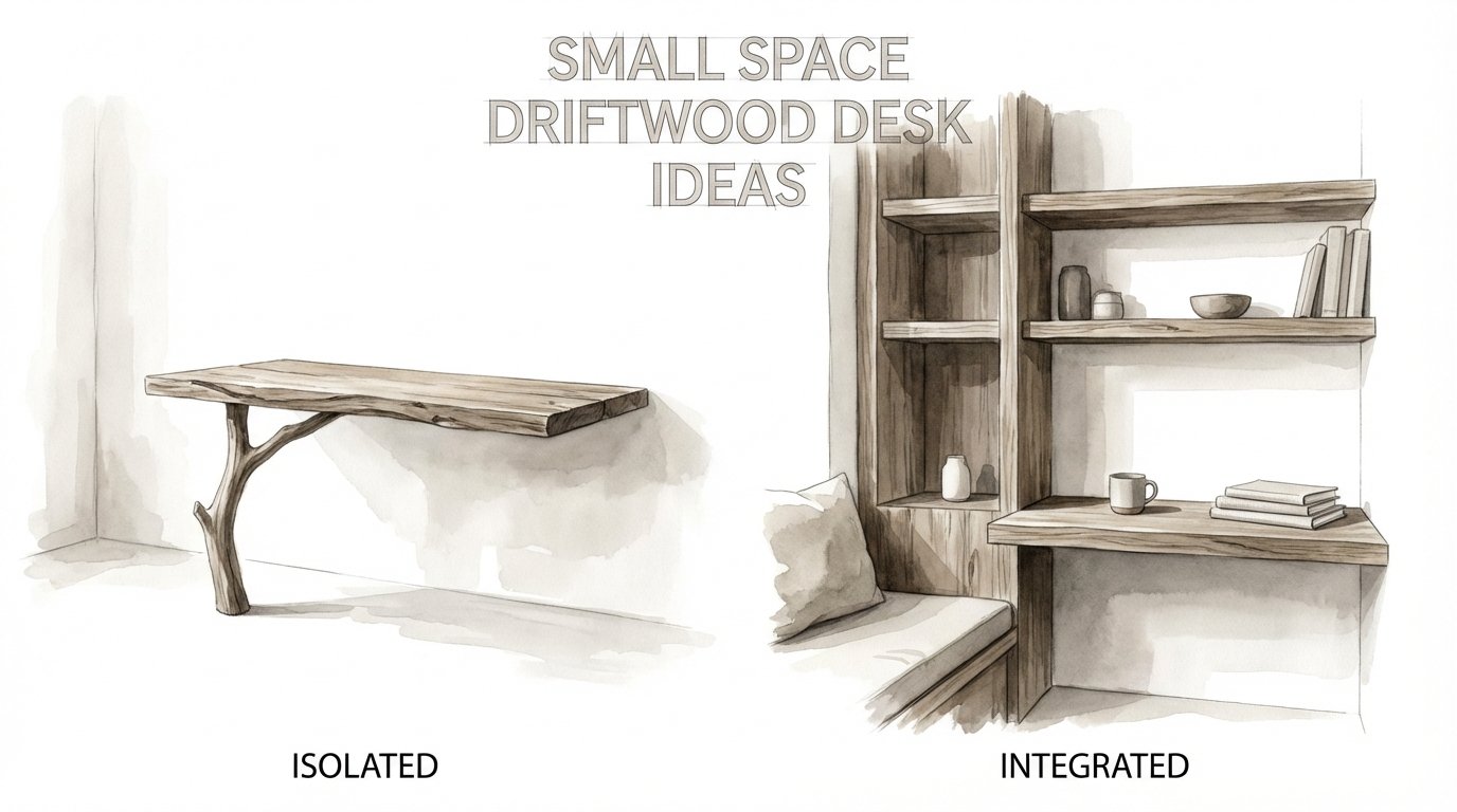 Small Space Driftwood Desk Ideas