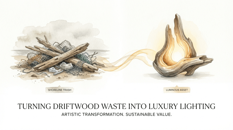Turning Driftwood Waste Into Luxury Lighting