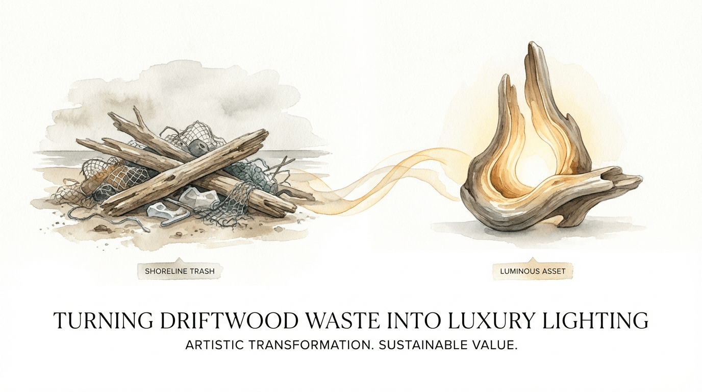 Turning Driftwood Waste Into Luxury Lighting