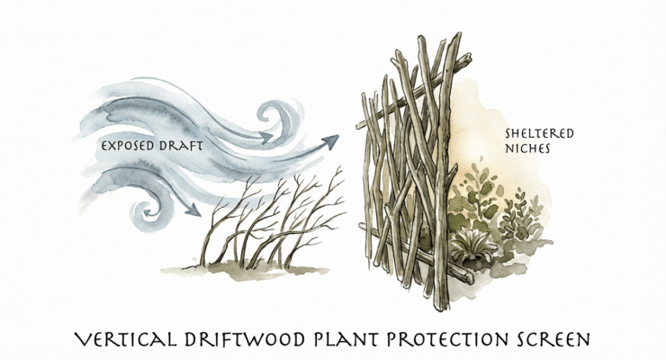 Vertical Driftwood Plant Protection Screen