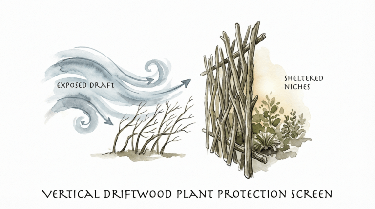 Vertical Driftwood Plant Protection Screen
