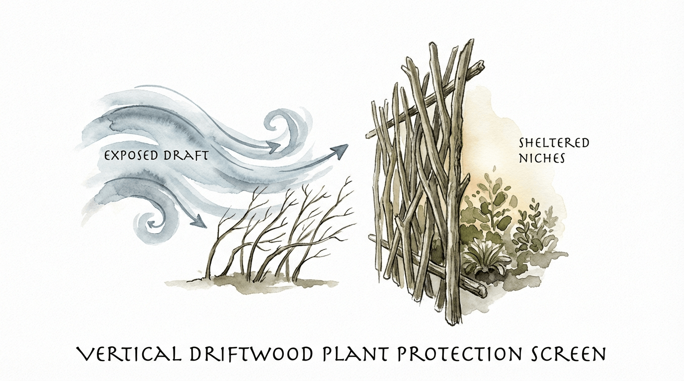 Vertical Driftwood Plant Protection Screen