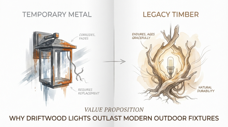 Why Driftwood Lights Outlast Modern Outdoor Fixtures