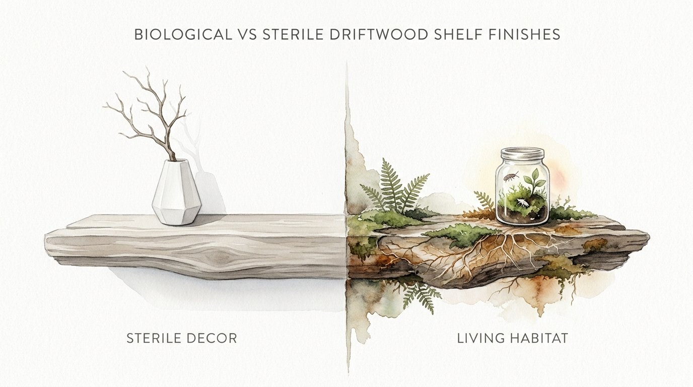 Biological Vs Sterile Driftwood Shelf Finishes