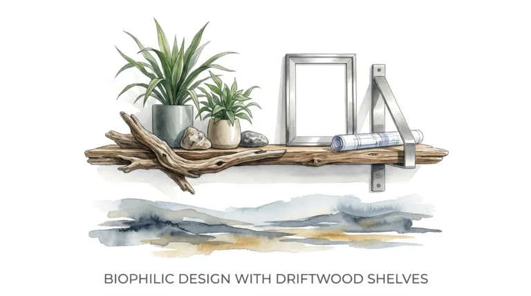Biophilic Design With Driftwood Shelves