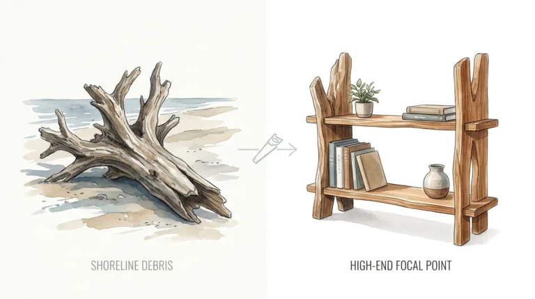 Converting Large Driftwood Into Shelves