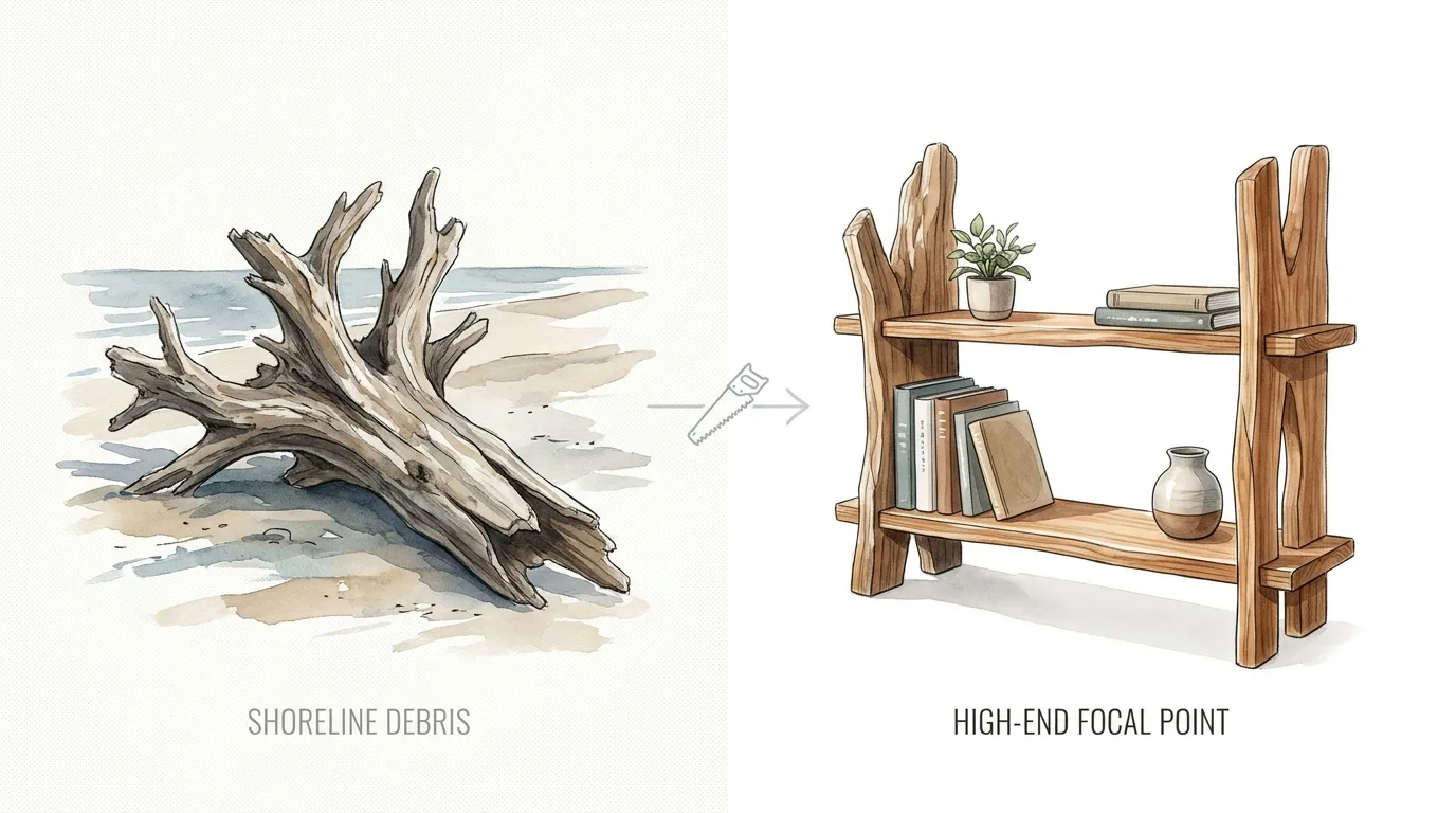 Converting Large Driftwood Into Shelves