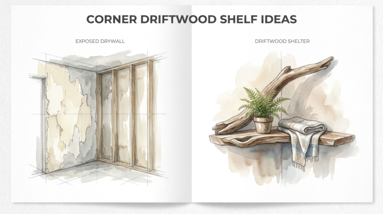 Corner Driftwood Shelf Ideas