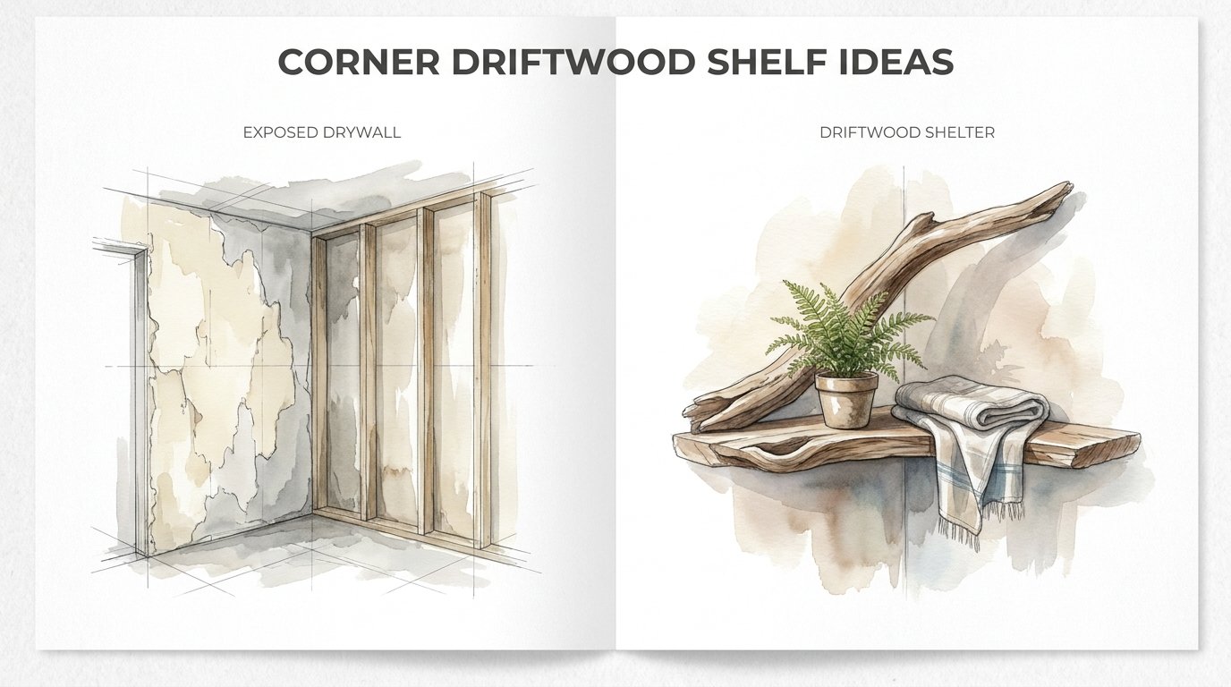 Corner Driftwood Shelf Ideas