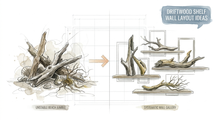 Driftwood Shelf Wall Layout Ideas