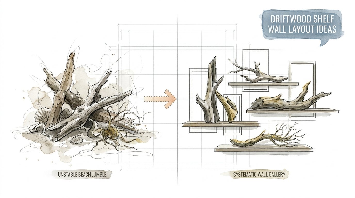 Driftwood Shelf Wall Layout Ideas
