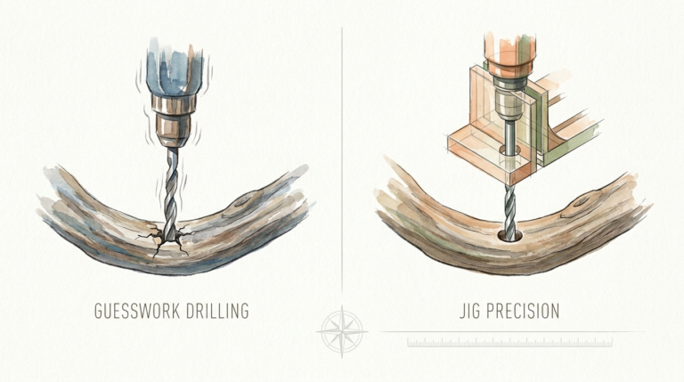 How To Drill Straight Holes In Curved Driftwood