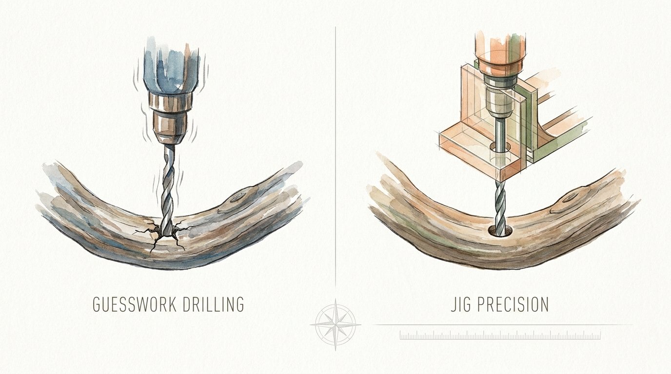 How To Drill Straight Holes In Curved Driftwood