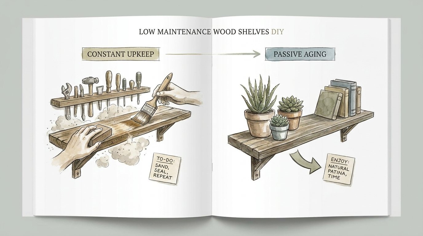 Low Maintenance Wood Shelves Diy