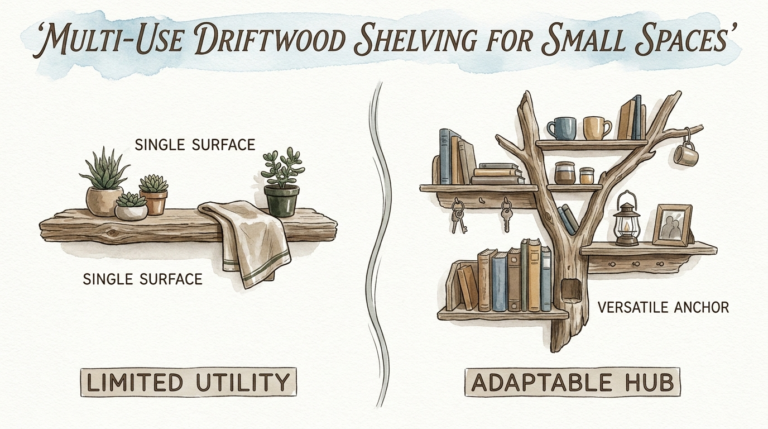 Multi-use Driftwood Shelving For Small Spaces