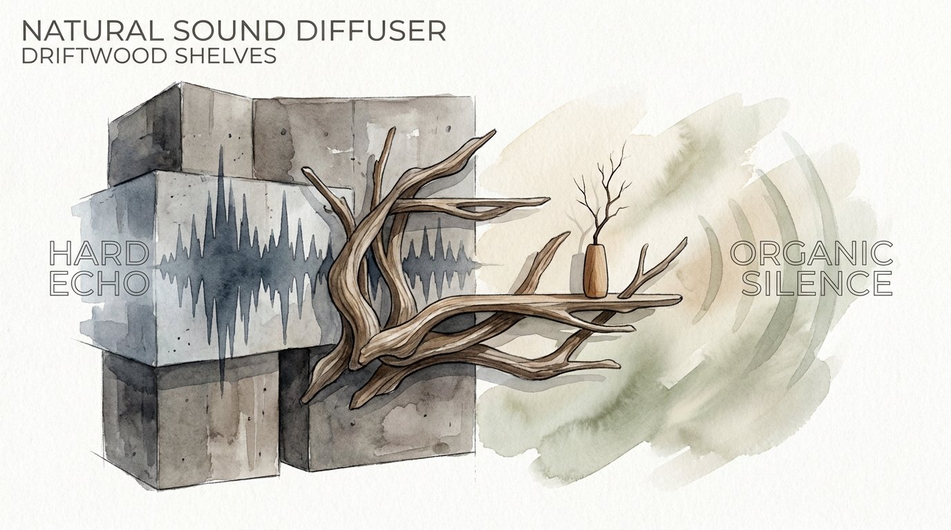 Natural Sound Diffuser Driftwood Shelves